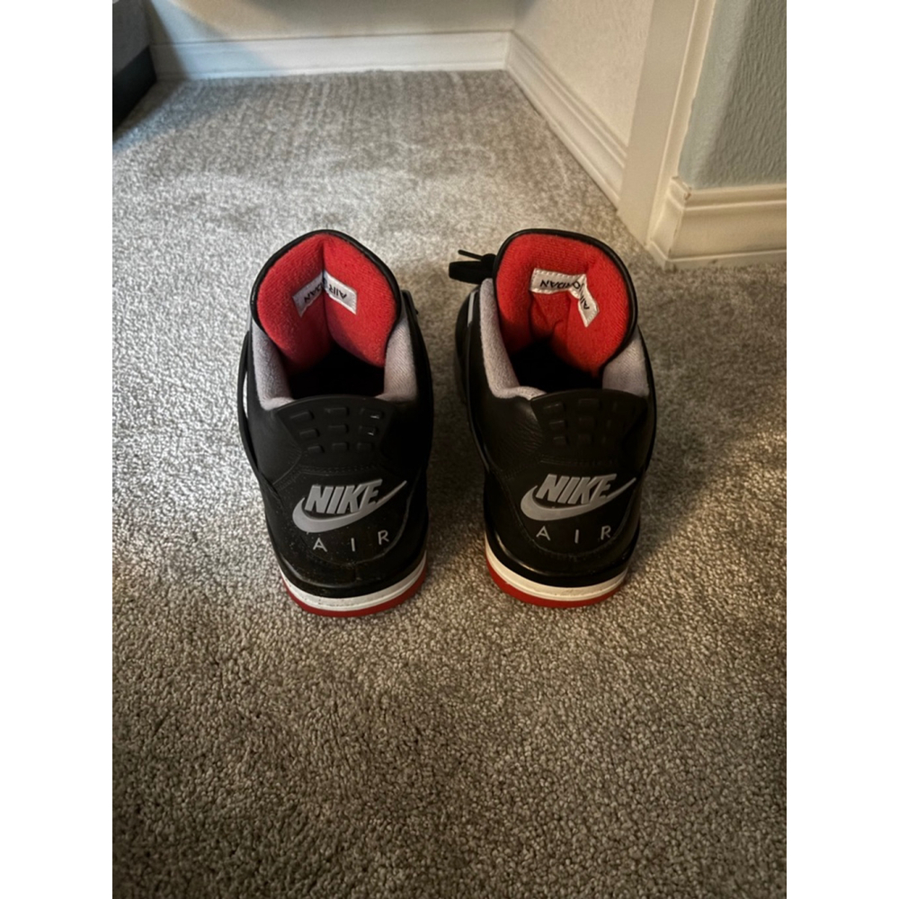Men's Jordan 4 Retro Black Red Cement Grey Sneakers 9.5 - Picture 2 of 5